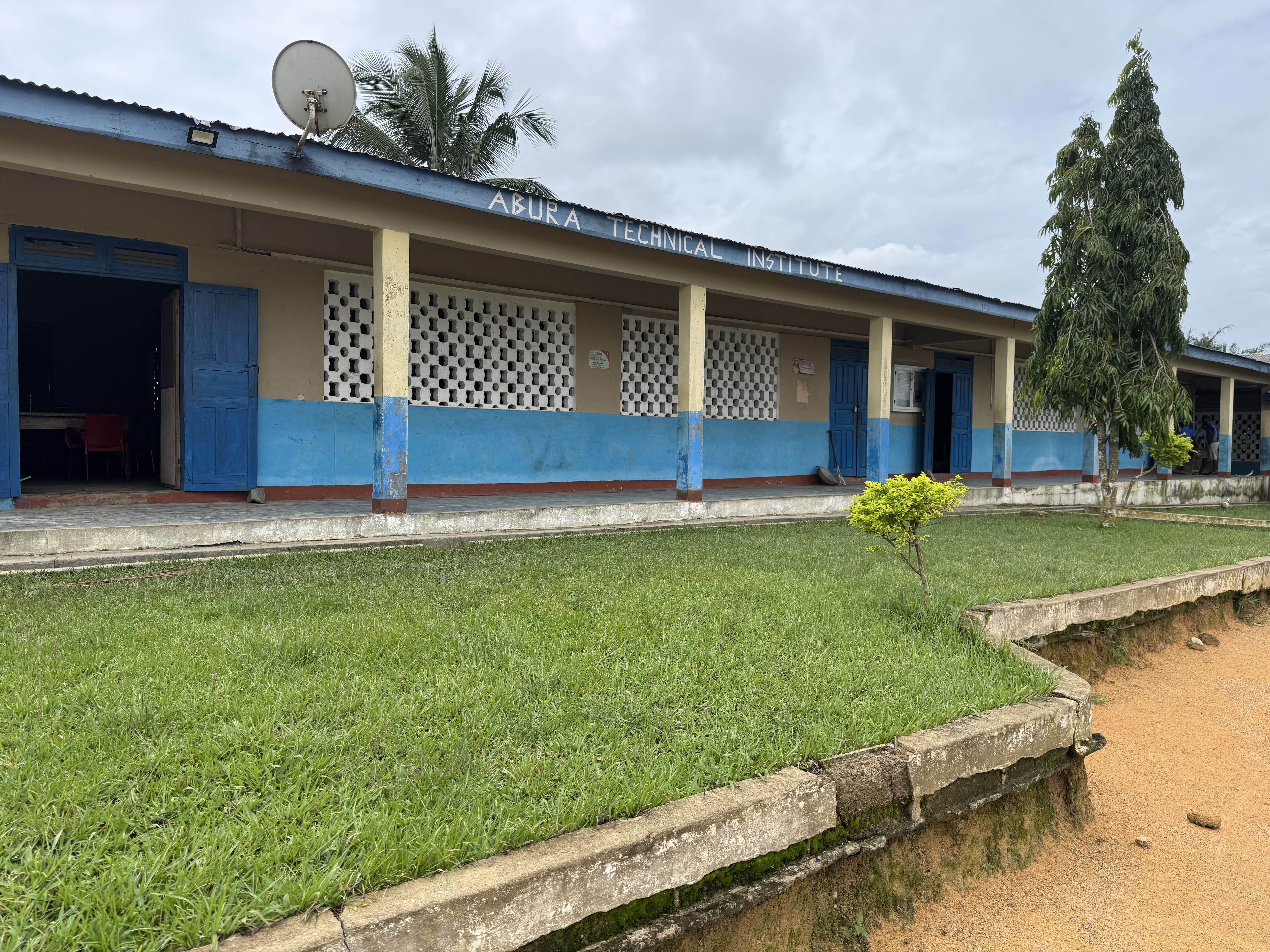 The main Abura Technical Institute campus building
